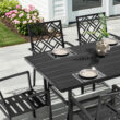 Nuu Garden 7 -Piece Black Patio Dining Set Iron Rectangle Table with 6 Stackable Stationary Chairs