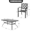 Nuu Garden 7 -Piece Black Patio Dining Set Iron Rectangle Table with 6 Stackable Stationary Chairs