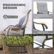 Nuu Garden 5 -Piece Black Patio Dining Set Iron Square Table with 4 Light gray C-spring Chairs