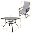 Nuu Garden 5 -Piece Black Patio Dining Set Iron Square Table with 4 Light gray C-spring Chairs