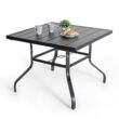 Nuu Garden 5 -Piece Black Patio Dining Set Iron Square Table with 4 Light gray C-spring Chairs
