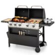 Sunshine Valley Gas Grill and Griddle Combo Black and Silver 5 -Burner Liquid Propane Gas Grill