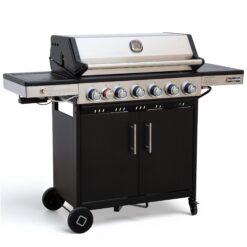 Brand-Man Grills BMMUST Polished Chrome 6 -Burner Infrared Liquid Propane Gas Grill 1 -Side Burner