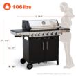 Brand-Man Grills BMMUST Polished Chrome 6 -Burner Infrared Liquid Propane Gas Grill 1 -Side Burner