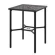 Nuu Garden 3 -Piece Black Bar Height Patio Dining Set Iron Square Table with 2 Red Cushions Swivel Chairs