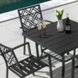 Nuu Garden Patio Dining Set 5 -Piece Black Patio Dining Set Iron Square Table with 4 Stackable Stationary Chairs