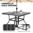Nuu Garden Patio Dining Set 5 -Piece Black Patio Dining Set Iron Square Table with 4 Stackable Stationary Chairs