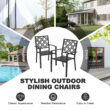 Nuu Garden Patio Dining Set 5 -Piece Black Patio Dining Set Iron Square Table with 4 Stackable Stationary Chairs