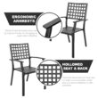 Nuu Garden 5 -Piece Black Patio Dining Set Iron Round Table with 4 Stackable Stationary Chairs