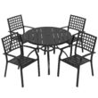 Nuu Garden 5 -Piece Black Patio Dining Set Iron Round Table with 4 Stackable Stationary Chairs