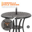Nuu Garden 3 -Piece Black with gold Bistro Patio Dining Set Aluminum Round Table with 2 Off-white Cushions Stationary Chairs