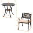 Nuu Garden 3 -Piece Black with gold Bistro Patio Dining Set Aluminum Round Table with 2 Off-white Cushions Stationary Chairs