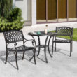 Nuu Garden 3 -Piece Black with gold Bistro Patio Dining Set Aluminum Round Table with 2 Stationary Chairs