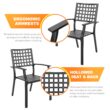 Nuu Garden 7 -Piece Black Patio Dining Set Iron Rectangle Table with 6 Stackable Stationary Chairs