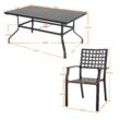 Nuu Garden 7 -Piece Black Patio Dining Set Iron Rectangle Table with 6 Stackable Stationary Chairs