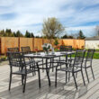 Nuu Garden 7 -Piece Black Patio Dining Set Iron Rectangle Table with 6 Stackable Stationary Chairs