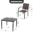 Nuu Garden 5 -Piece Black Wicker Patio Dining Set Iron Square Table with 4 Stationary Chairs
