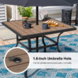 Nuu Garden 5 -Piece Black Wicker Patio Dining Set Iron Square Table with 4 Stationary Chairs
