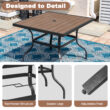 Nuu Garden 5 -Piece Black Wicker Patio Dining Set Iron Square Table with 4 Stationary Chairs