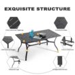 Nuu Garden 7 -Piece Black Patio Dining Set Iron Rectangle Table with 6 Gray C-spring Chairs