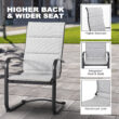 Nuu Garden 7 -Piece Black Patio Dining Set Iron Rectangle Table with 6 Gray C-spring Chairs