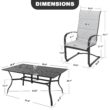 Nuu Garden 7 -Piece Black Patio Dining Set Iron Rectangle Table with 6 Gray C-spring Chairs