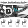 Nuu Garden 7 -Piece Black Patio Dining Set Iron Rectangle Table with 6 Stackable Stationary Chairs