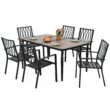Nuu Garden 7 -Piece Black Patio Dining Set Iron Rectangle Table with 6 Stackable Stationary Chairs