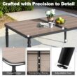 Nuu Garden 7 -Piece Black Patio Dining Set Iron Rectangle Table with 6 Stackable Stationary Chairs