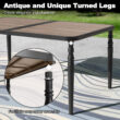 Nuu Garden 7 -Piece Black Patio Dining Set Iron Rectangle Table with 6 Stackable Stationary Chairs