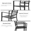 Nuu Garden 7 -Piece Black Patio Dining Set Iron Rectangle Table with 6 Stackable Stationary Chairs