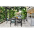 Nuu Garden 7 -Piece Black Patio Dining Set Iron Rectangle Table with 6 Stackable Stationary Chairs
