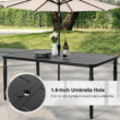 Nuu Garden Dining Chair And Table Set 7 -Piece Black Patio Dining Set Iron Rectangle Table with 6 Brown Stationary and Motion Chairs