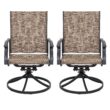 Nuu Garden Dining Chair And Table Set 7 -Piece Black Patio Dining Set Iron Rectangle Table with 6 Brown Stationary and Motion Chairs