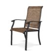 Nuu Garden Dining Chair And Table Set 7 -Piece Black Patio Dining Set Iron Rectangle Table with 6 Brown Stationary and Motion Chairs