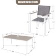 Nuu Garden 7 -Piece White Patio Dining Set Iron Rectangle Table with 6 Light gray Stackable Stationary Chairs