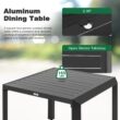 Nuu Garden 5 -Piece Black Patio Dining Set Aluminum Square Table with 4 Gray Cushions Stationary Chairs