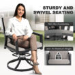 Nuu Garden 5 -Piece Black Patio Dining Set Aluminum Square Table with 4 Gray Cushions Stationary Chairs