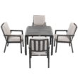 Nuu Garden 5 -Piece Black Patio Dining Set Aluminum Square Table with 4 Gray Cushions Stationary Chairs