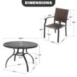 Nuu Garden 5 -Piece Black Wicker Patio Dining Set Iron Round Table with 4 Stationary Chairs