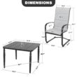 Nuu Garden 5 -Piece Black Patio Dining Set Iron Square Table with 4 Gray C-spring Chairs