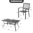 Nuu Garden 7 -Piece Black Patio Dining Set Iron Rectangle Table with 6 Stackable Stationary Chairs
