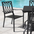 Nuu Garden 7 -Piece Black Patio Dining Set Iron Rectangle Table with 6 Stackable Stationary Chairs