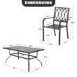 Nuu Garden 7 -Piece Black Patio Dining Set Iron Rectangle Table with 6 Stackable Stationary Chairs