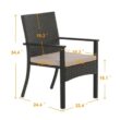 Sunshine Valley Outdoor Table and Chairs 7 -Piece Black Rattan Patio Dining Set Steel Rectangle Table with 6 Beige Cushions Stationary Chairs
