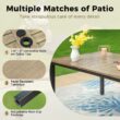 Sunshine Valley Outdoor Table and Chairs 7 -Piece Black Rattan Patio Dining Set Steel Rectangle Table with 6 Beige Cushions Stationary Chairs