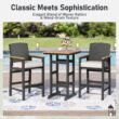 Sunshine Valley Outdoor HDPE High Bar Bistro Set 3 -Piece Black Wicker Bar Height Patio Dining Set Steel Rectangle Table with 2 Beige Cushions Stationary Chairs