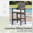 Sunshine Valley Outdoor HDPE High Bar Bistro Set 3 -Piece Black Wicker Bar Height Patio Dining Set Steel Rectangle Table with 2 Beige Cushions Stationary Chairs