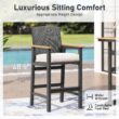 Sunshine Valley Outdoor HDPE High Bar Bistro Set 3 -Piece Black Wicker Bar Height Patio Dining Set Steel Rectangle Table with 2 Beige Cushions Stationary Chairs