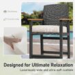 Sunshine Valley Outdoor HDPE High Bar Bistro Set 3 -Piece Black Wicker Bar Height Patio Dining Set Steel Rectangle Table with 2 Beige Cushions Stationary Chairs